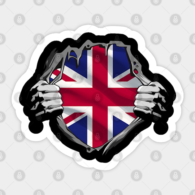 Two Hands Ripping Revealing Flag of United Kingdom Sticker by BramCrye